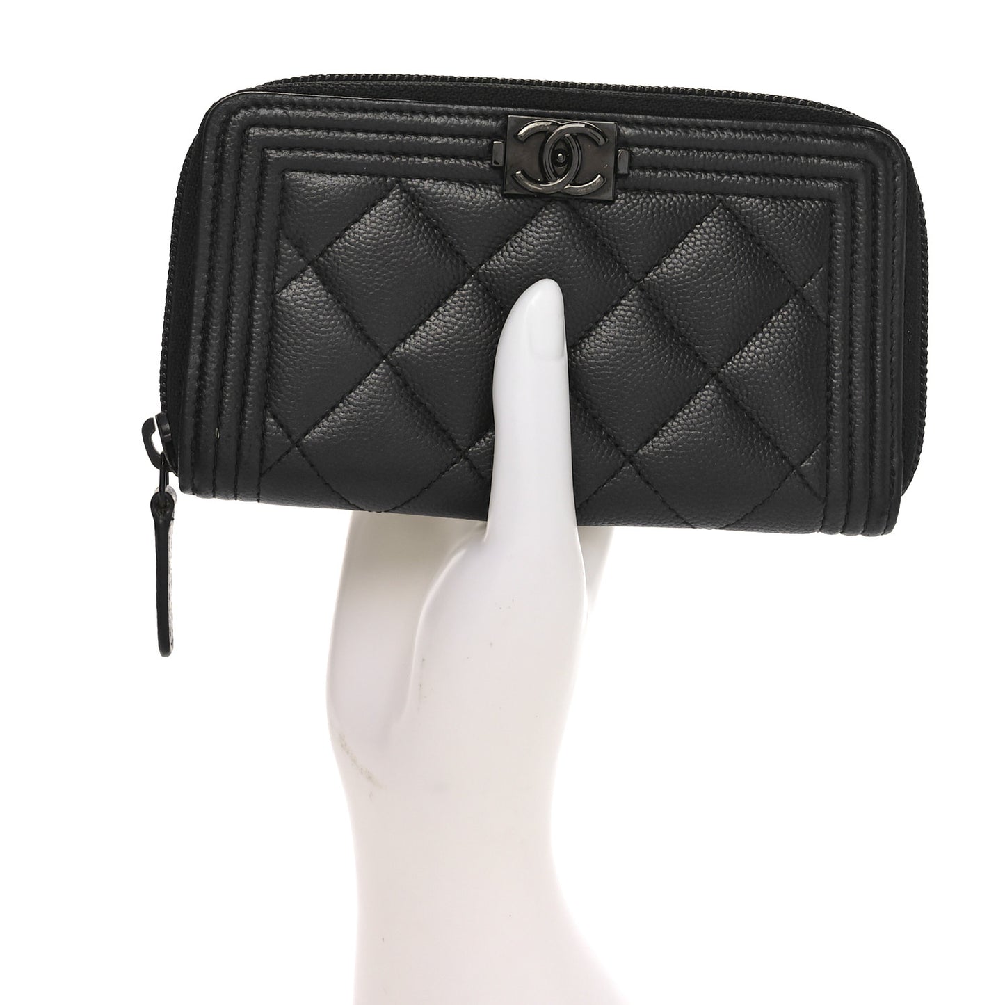 Caviar Quilted Small Boy Zip Around Wallet So Black
