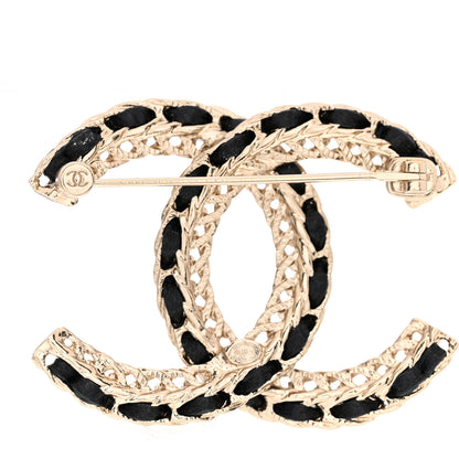 Chanel Lambskin Chain CC Brooch Black Gold 3 of 5