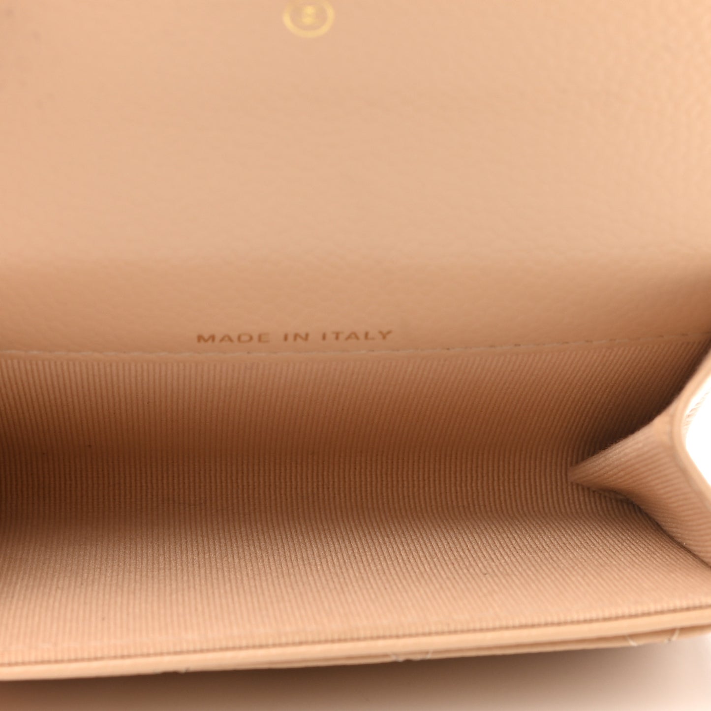 Caviar Quilted Flap Card Holder Wallet Beige