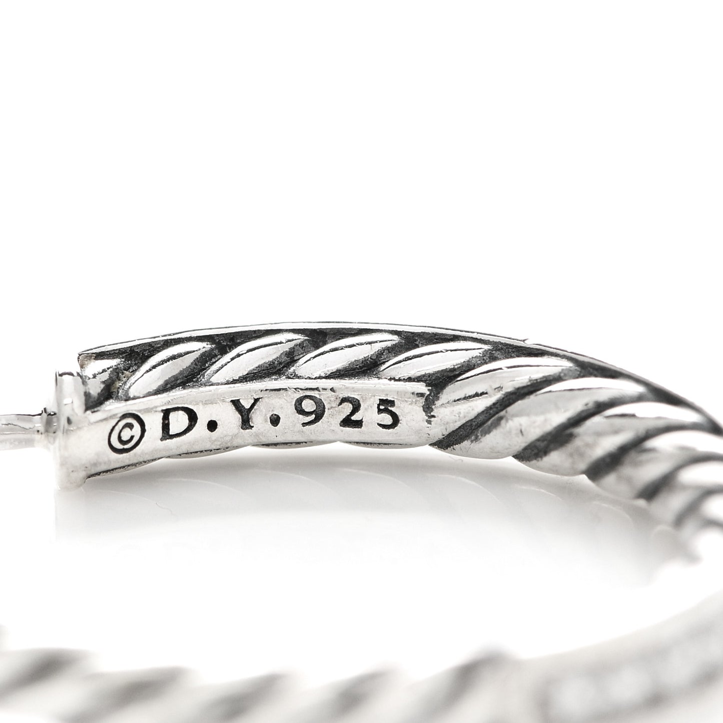 Sterling Silver Diamond Sculpted Cable Hoop Earrings