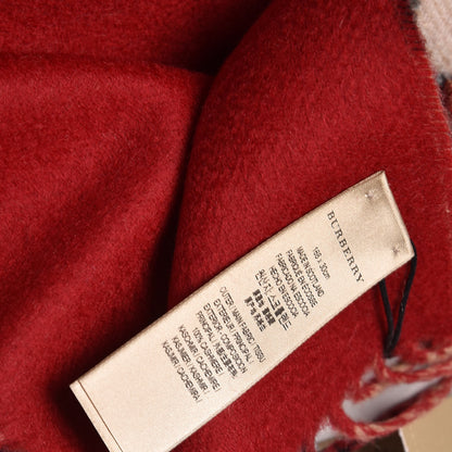 Burberry Cashmere Giant Check Fringe Scarf Camel Parade Red 5 of 5
