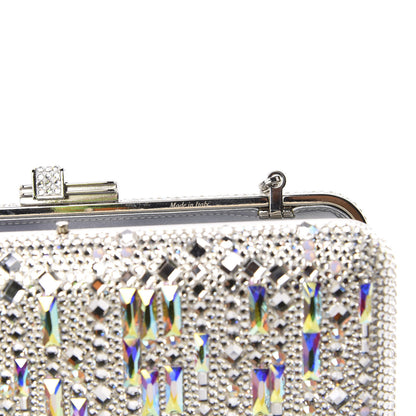 Judith Leiber Crystal Embellished Slim Slide Minaudiere Clutch Silver 10 of 12