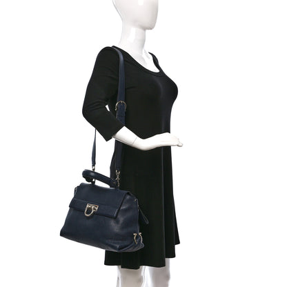 Salvatore Ferragamo Calfskin Medium Sofia Satchel Navy 2 of 15