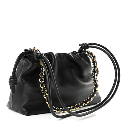 Loewe Mellow Nappa Medium Donut Chain Flamenco Knot Clutch Black 2 of 9