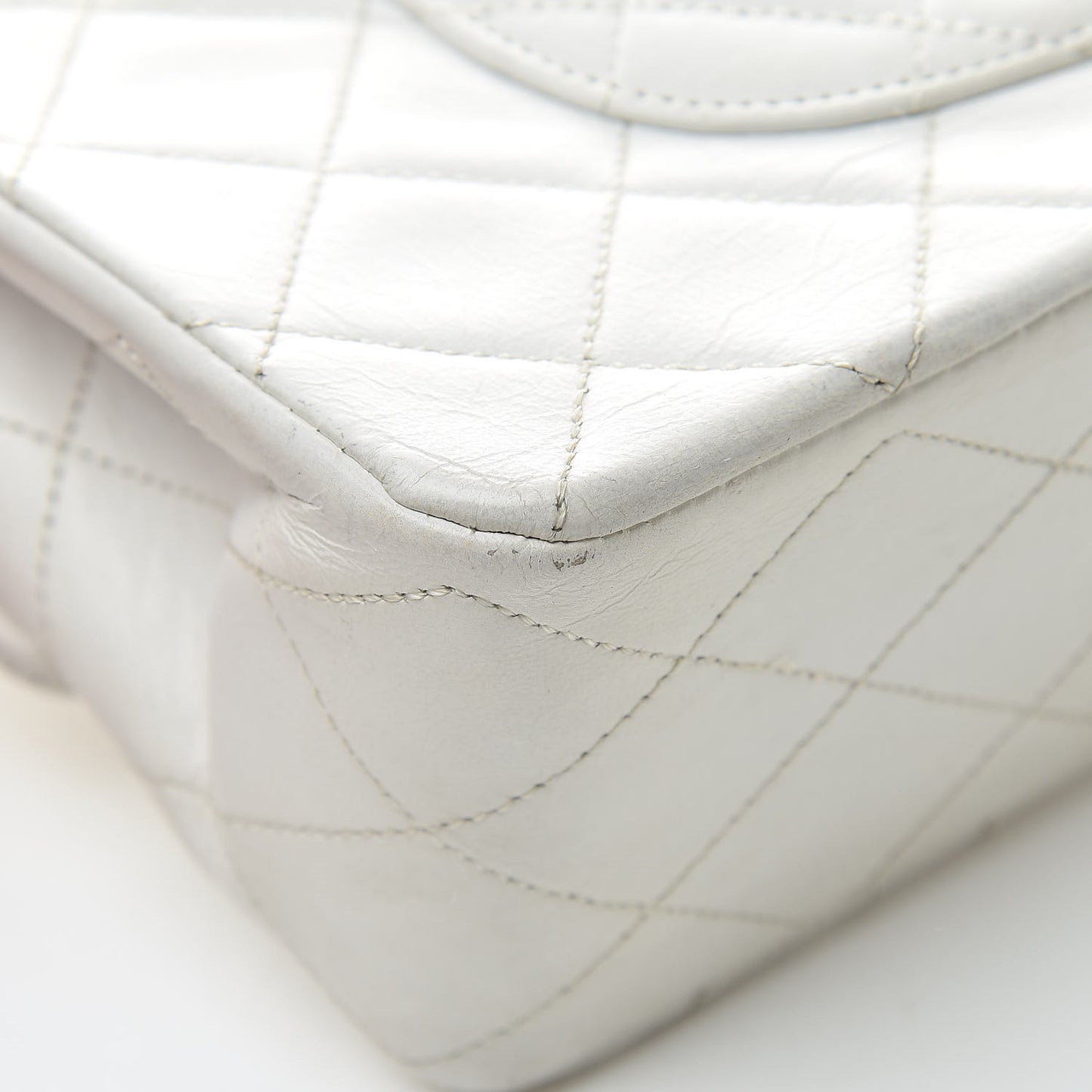 Lambskin Quilted Medium Double Flap White