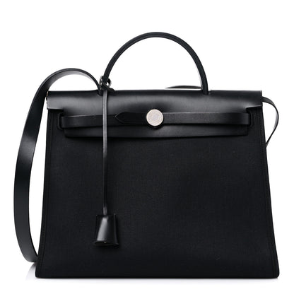 Hermes Military Toile Vache Hunter Herbag Zip PM 31 Black 3 of 16