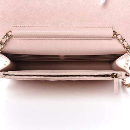 Chanel Caviar Quilted Enamel Wallet on Chain WOC Light Pink 5 of 12