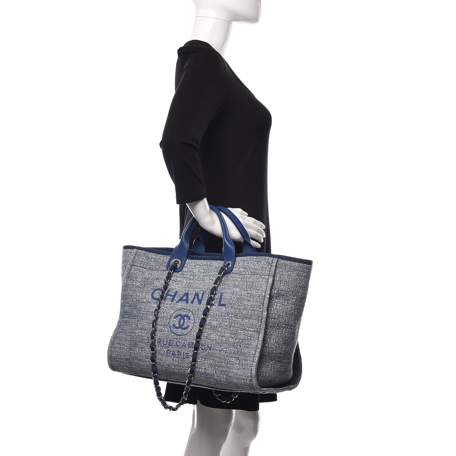 Chanel Canvas Large Deauville Tote Blue 2 of 11