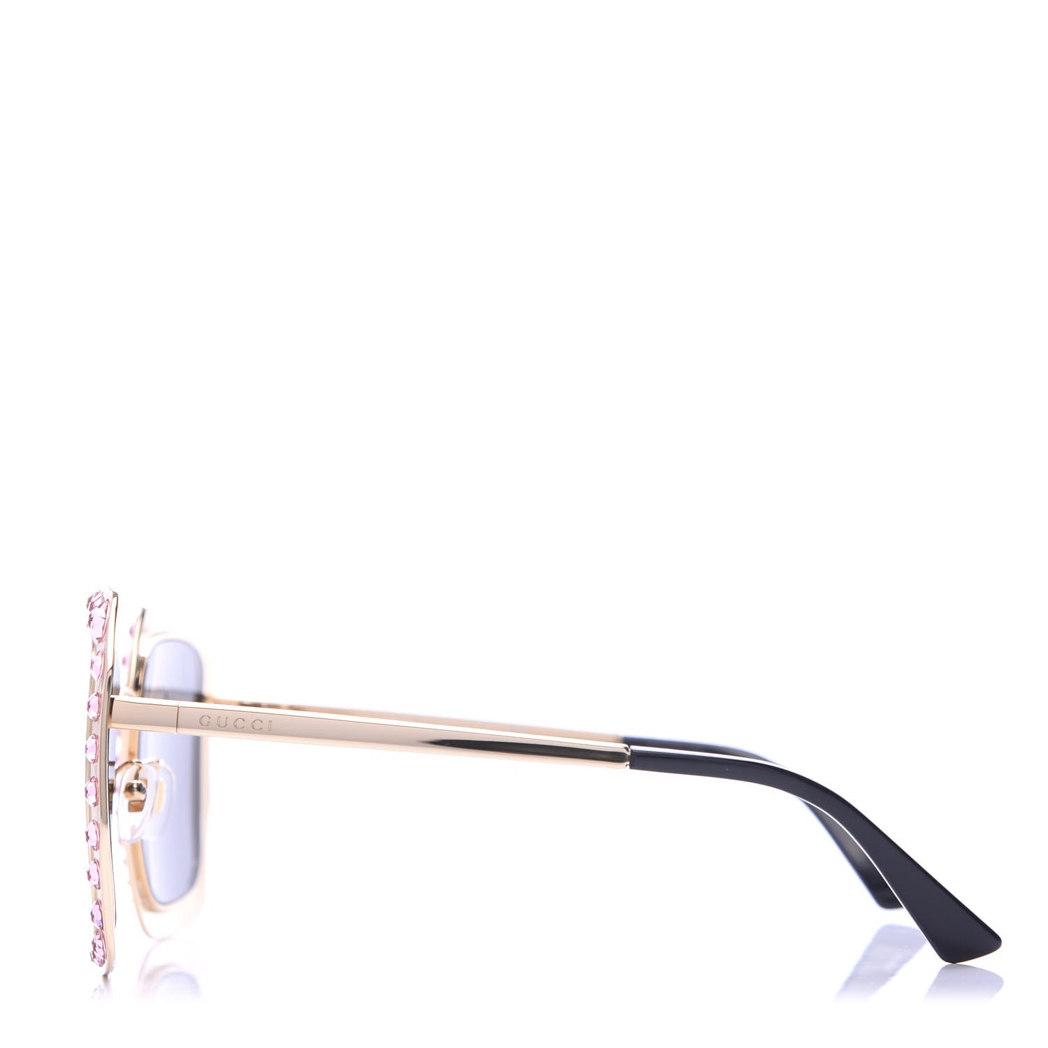 Gucci Metal Acetate Crystal Oversize GG0115S Sunglasses Rose Gold 2 of 8