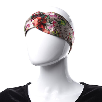 Gucci Silk Monogram Blooms Print Headband Antique Rose 2 of 5