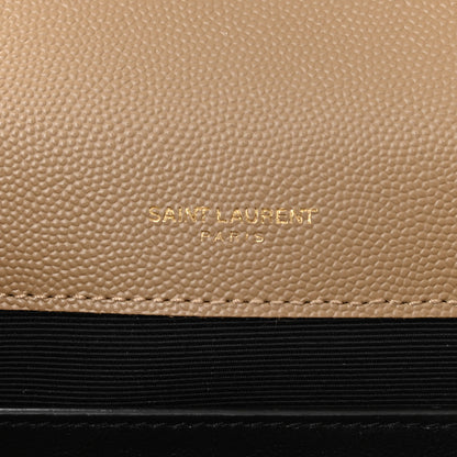 Saint Laurent Grain De Poudre Textured Mixed Matelasse Medium Triquilt Monogram Satchel Dark Latte 6 of 12