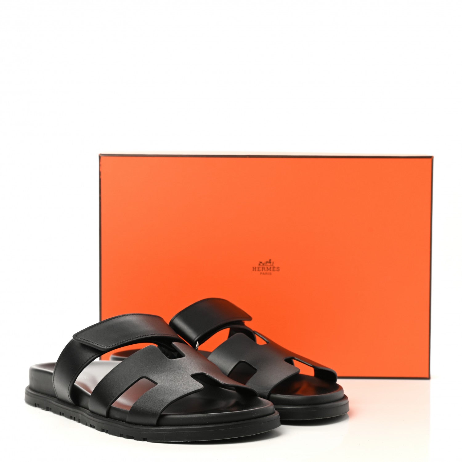 Hermes Calfskin Womens Chypre Sandals 37.5 Black 10 of 10