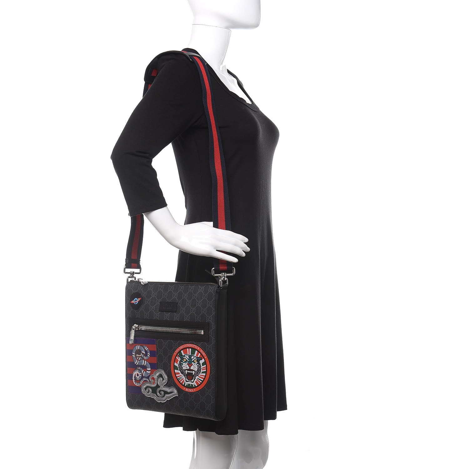 Gucci GG Supreme Monogram Night Courrier Flat Messenger Bag Black Multicolor 2 of 10