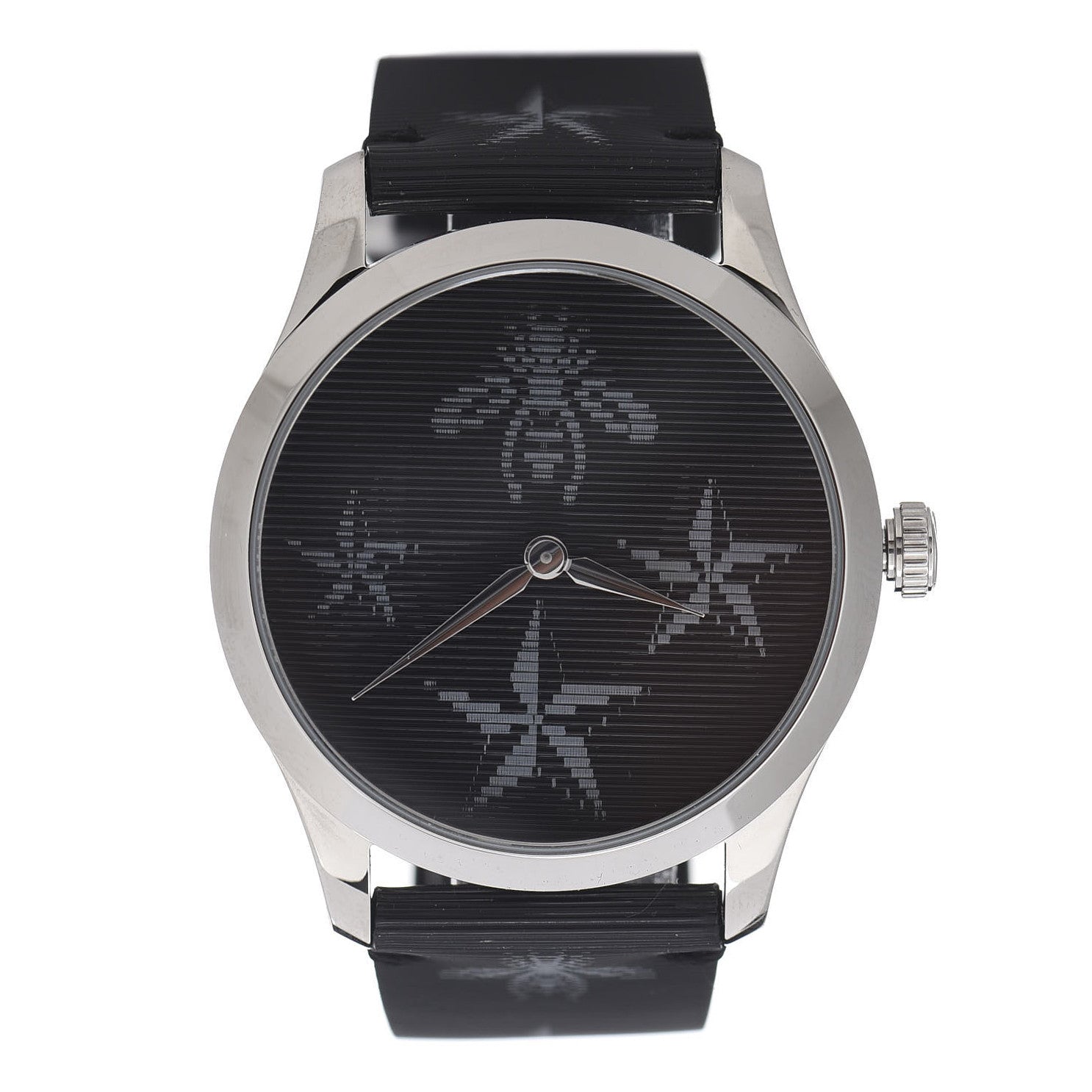 Gucci Stainless Steel Calfskin 38mm G-Timeless Bee Star Hologram Quartz Watch Black 1 of 8