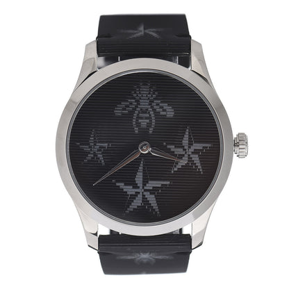 Gucci Stainless Steel Calfskin 38mm G-Timeless Bee Star Hologram Quartz Watch Black 1 of 8