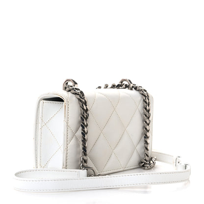 Alexander McQueen Lambskin Quilted Graffiti Skull Knuckle Crossbody White Black 3 of 11