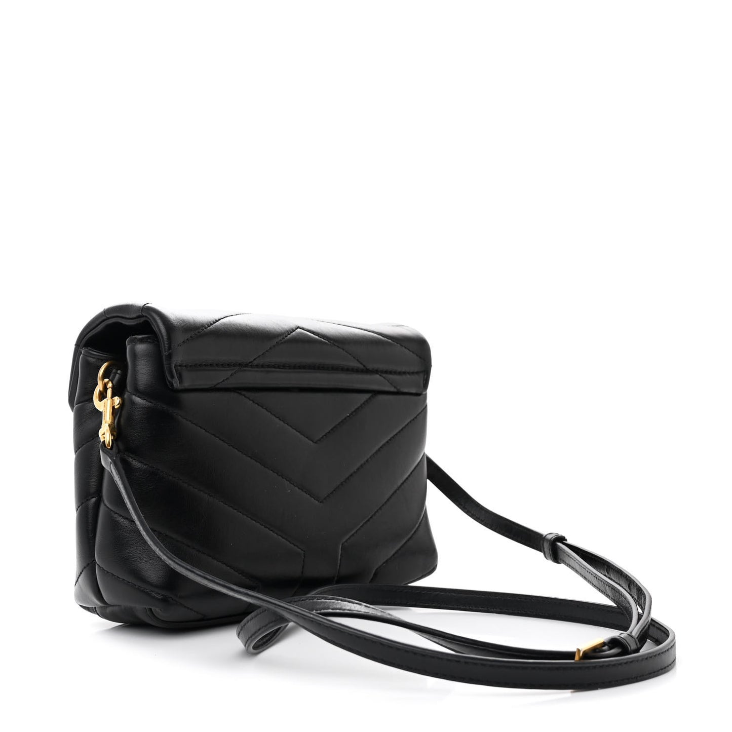 Calfskin Y Quilted Monogram Toy Loulou Crossbody Bag Black