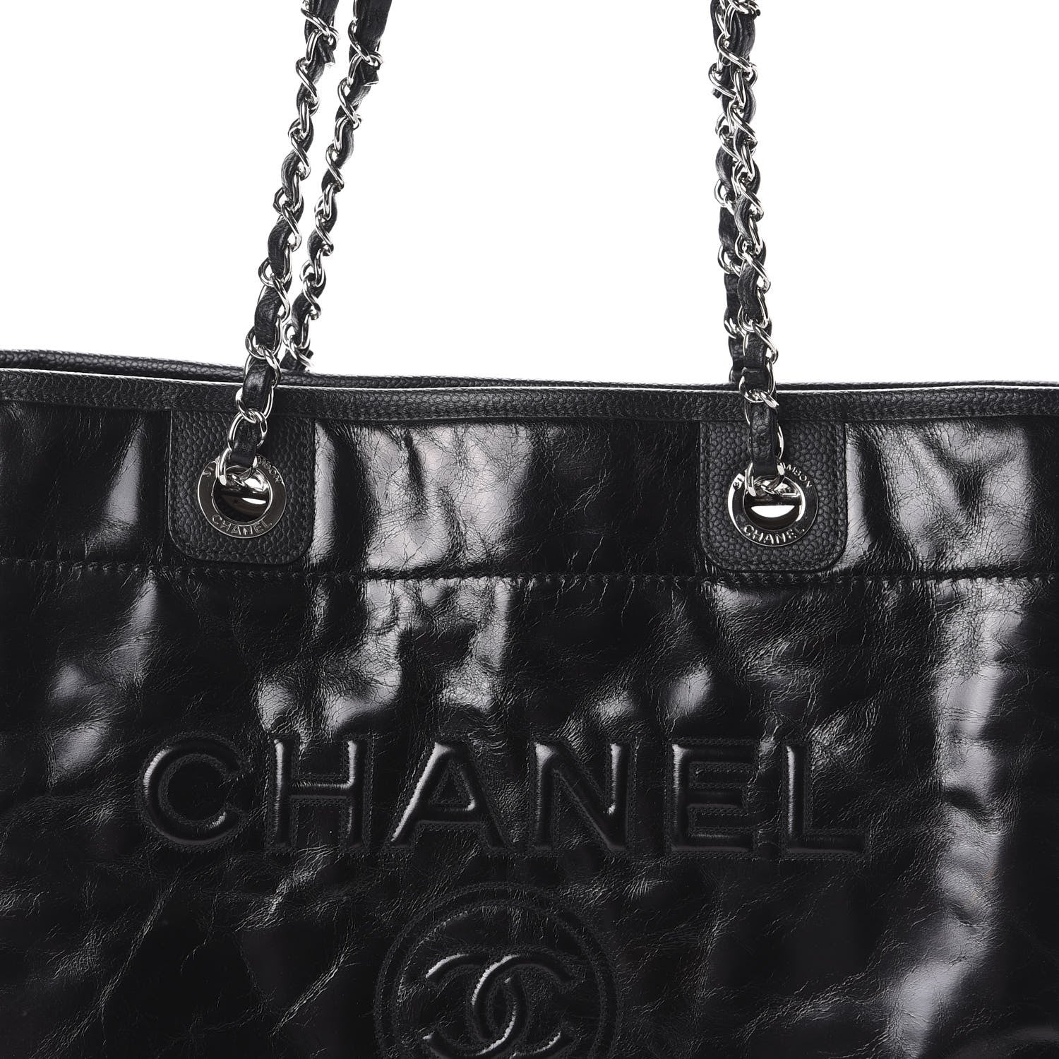 Chanel Glazed Calfskin Small Deauville Tote Black 8 of 10
