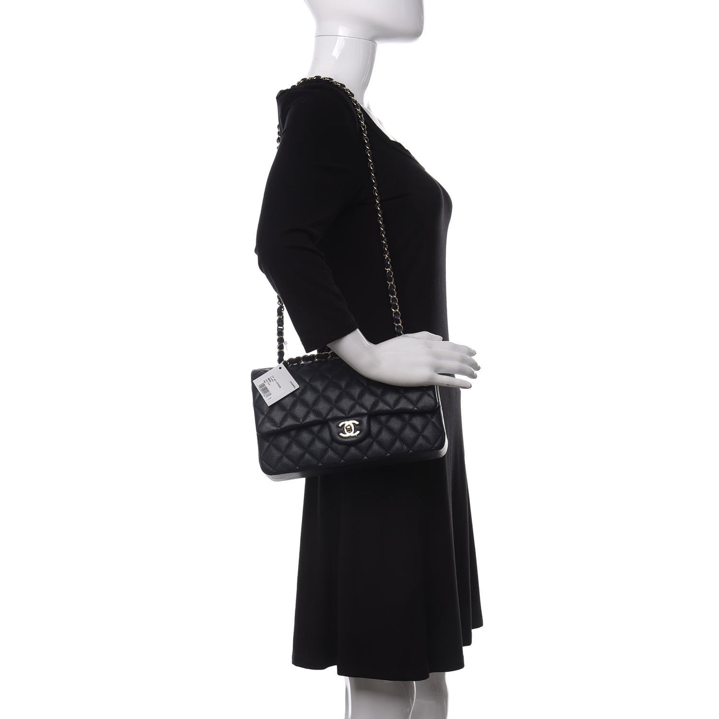 Caviar Quilted Medium Double Flap Navy