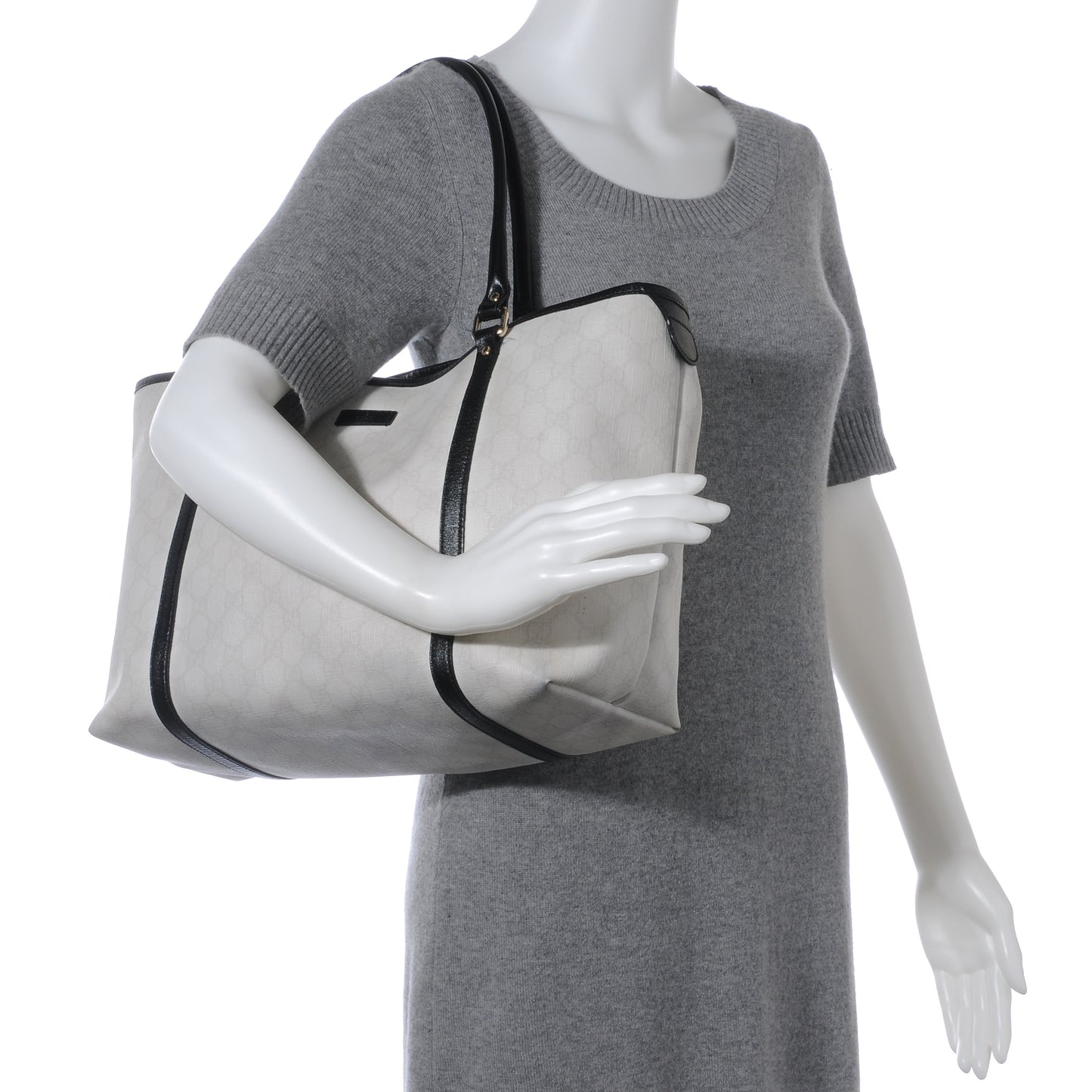 GG Plus Monogram Medium Joy Tote White