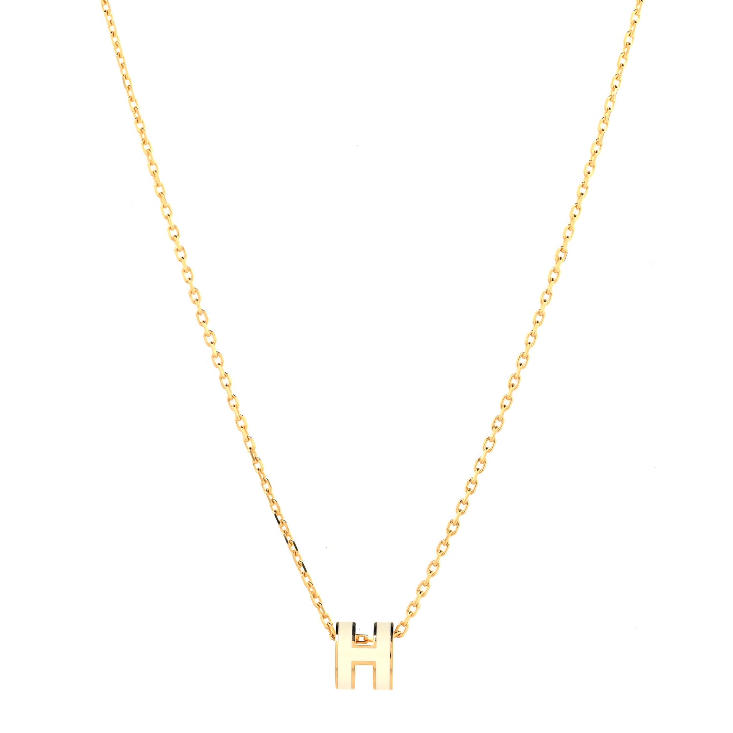 Lacquered Gold Mini Pop H Pendant Necklace White
