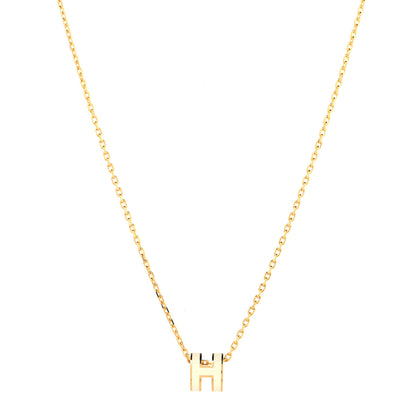Hermes Lacquered Gold Mini Pop H Pendant Necklace White 1 of 6