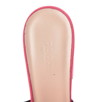 Gucci Kid Scamosciato GG Marmont Fringe 75mm Slide Sandals 38.5 Hot Pink 5 of 7