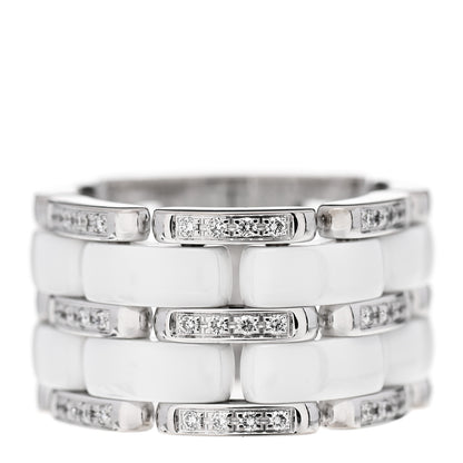 Chanel 18K White Gold Ceramic Diamond Large Ultra Ring White 56 7.75 1 of 5
