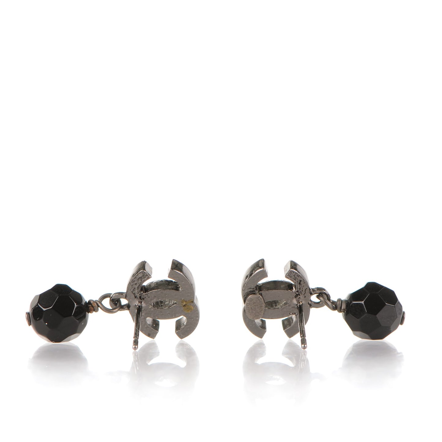 Ruthenium Bead CC Drop Earrings Black