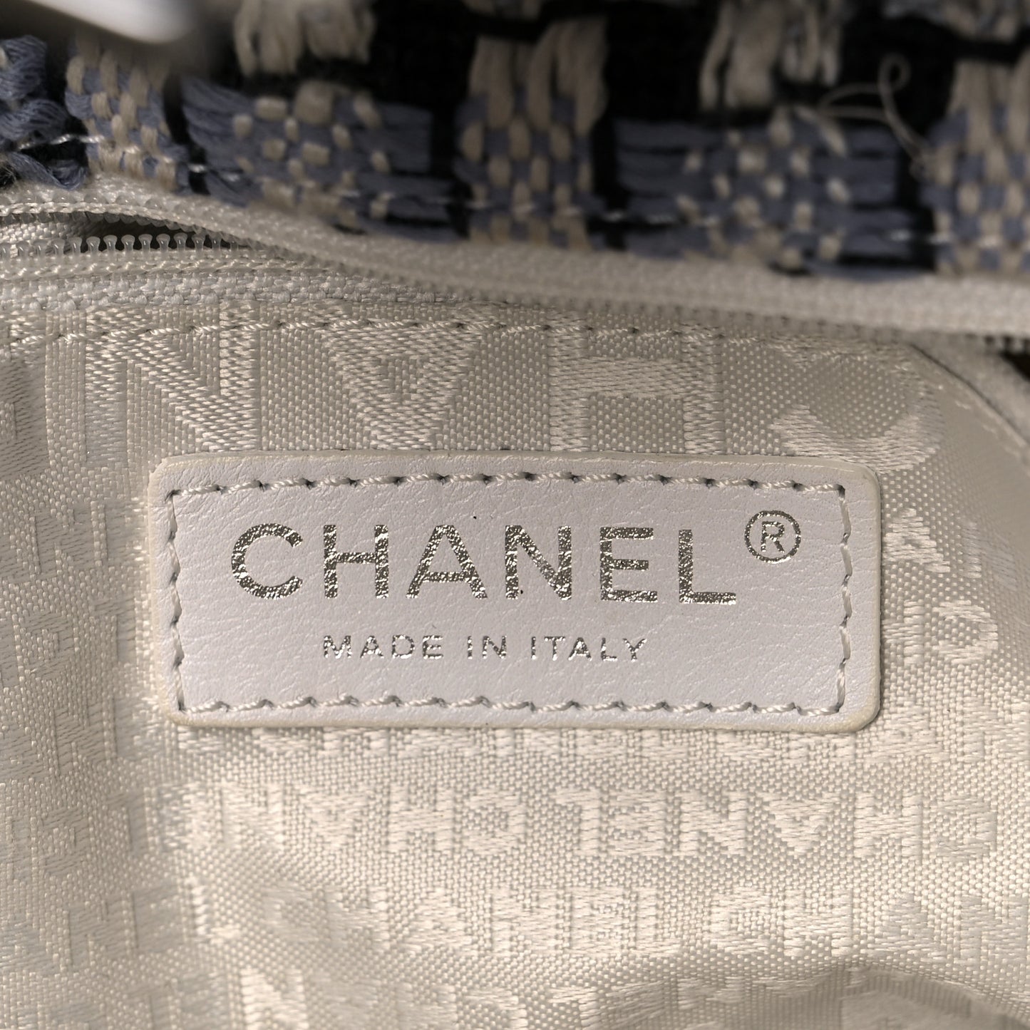 Tweed Calfskin Woven Single Flap Blue