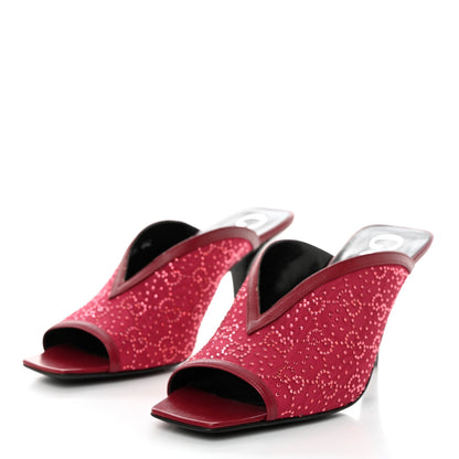 Gucci Moire Fabric Malaga Kid Crystal GG Monogram Square G 95mm Slide Sandals 38 Dark Cherry Red 3 of 9