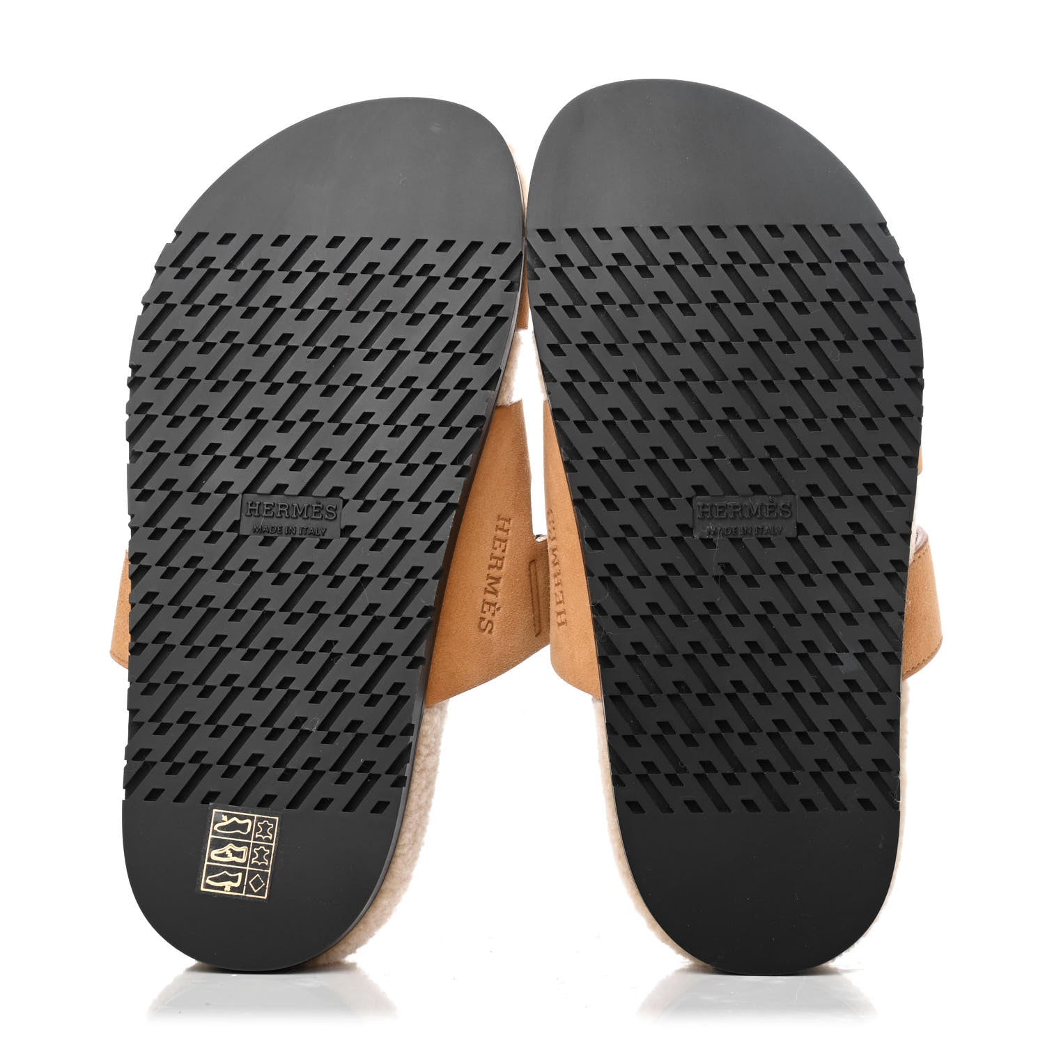 Hermes Suede Goatskin Woolskin Womens Chypre Sandals 36 Golden Beige 5 of 8
