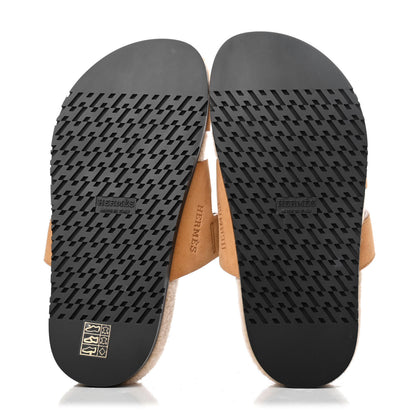 Hermes Suede Goatskin Woolskin Womens Chypre Sandals 36 Golden Beige 5 of 8