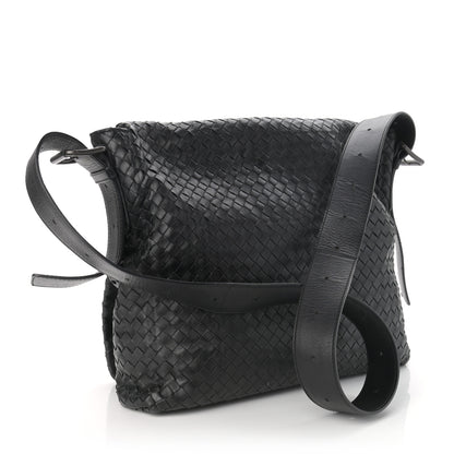 Bottega Veneta Calfskin Intrecciato Crossbody Messenger Bag Black 3 of 11