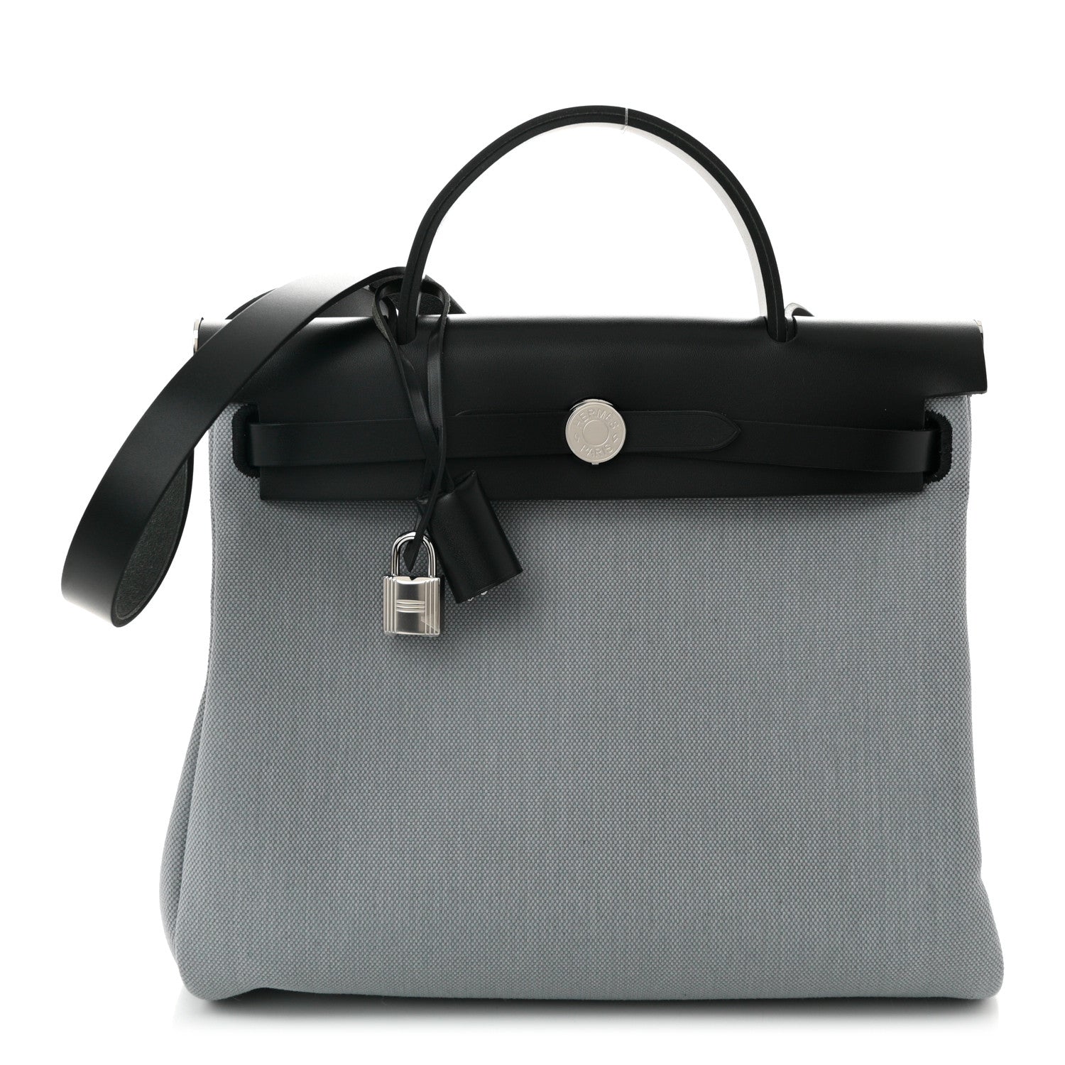 Hermes Military Toile Vache Hunter Herbag Zip Retourne 31 PM Gris Pantin Black 1 of 12