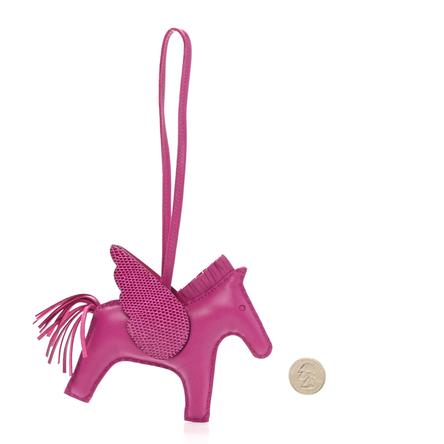 Milo Lambskin Lizard Touch Grigri Rodeo Pegase Horse Bag Charm MM Rose Poupre
