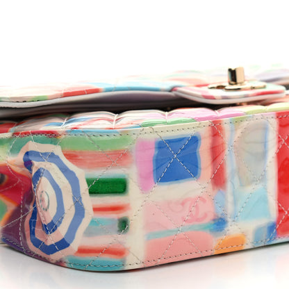 Chanel Printed Patent Quilted Rainbow Medium Double Flap Multicolor 9 of 10