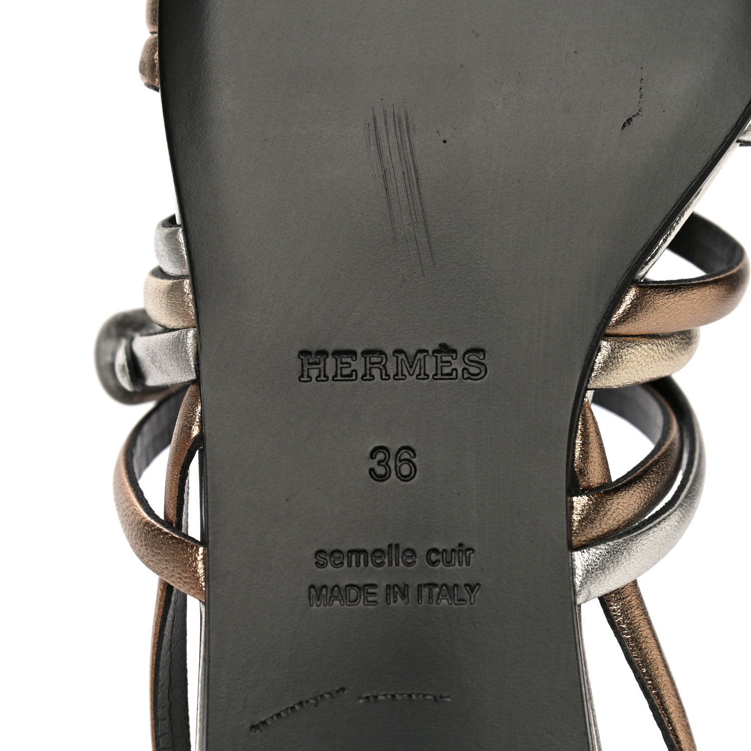 Hermes Metallic Nappa Buckles Sandals 36 Argent 8 of 16