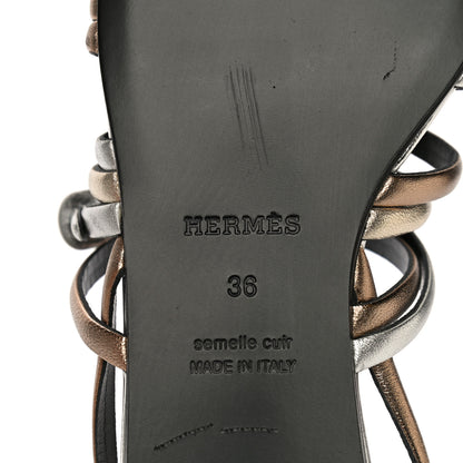 Hermes Metallic Nappa Buckles Sandals 36 Argent 8 of 16