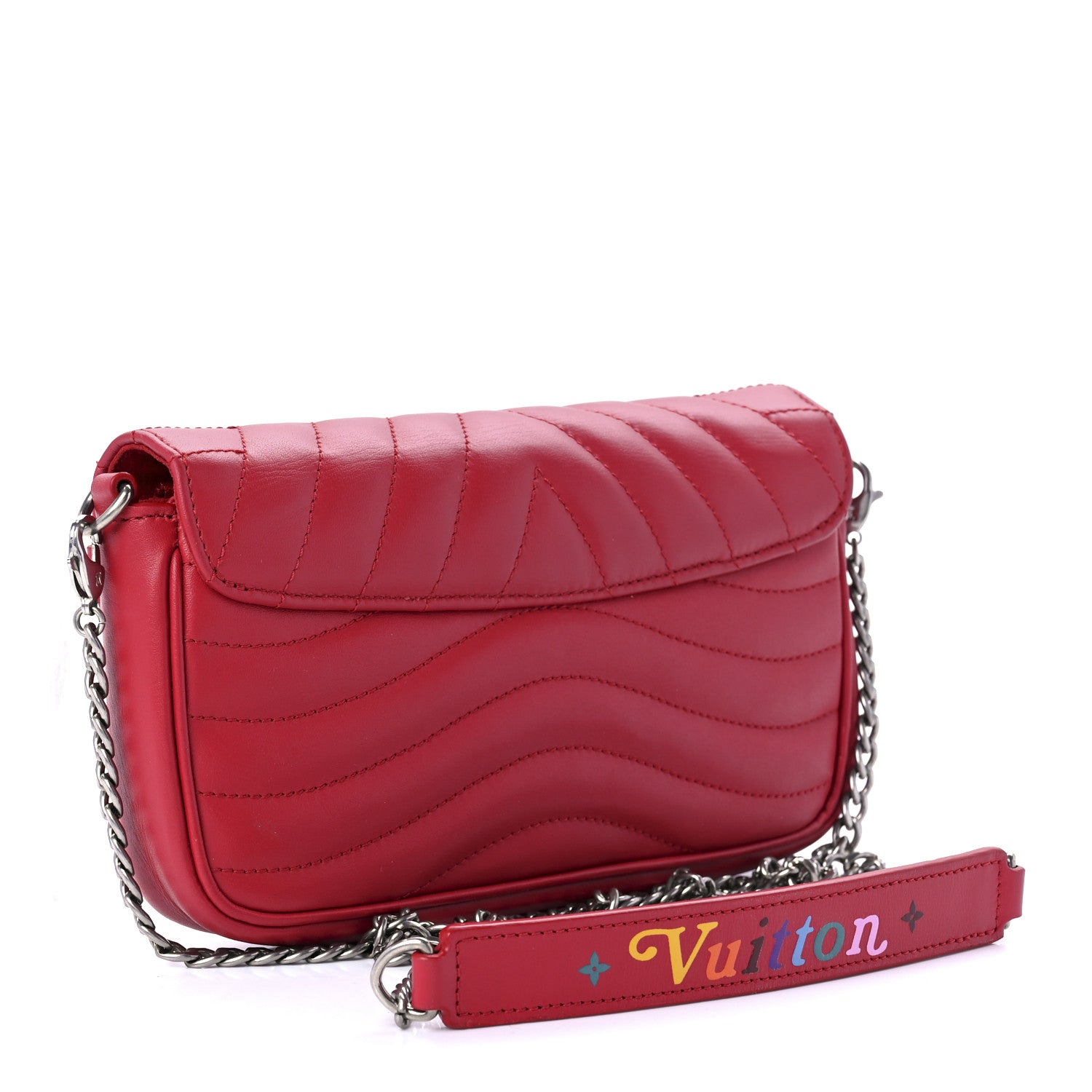 Louis Vuitton Calfskin New Wave Chain Pochette Scarlet 2 of 9