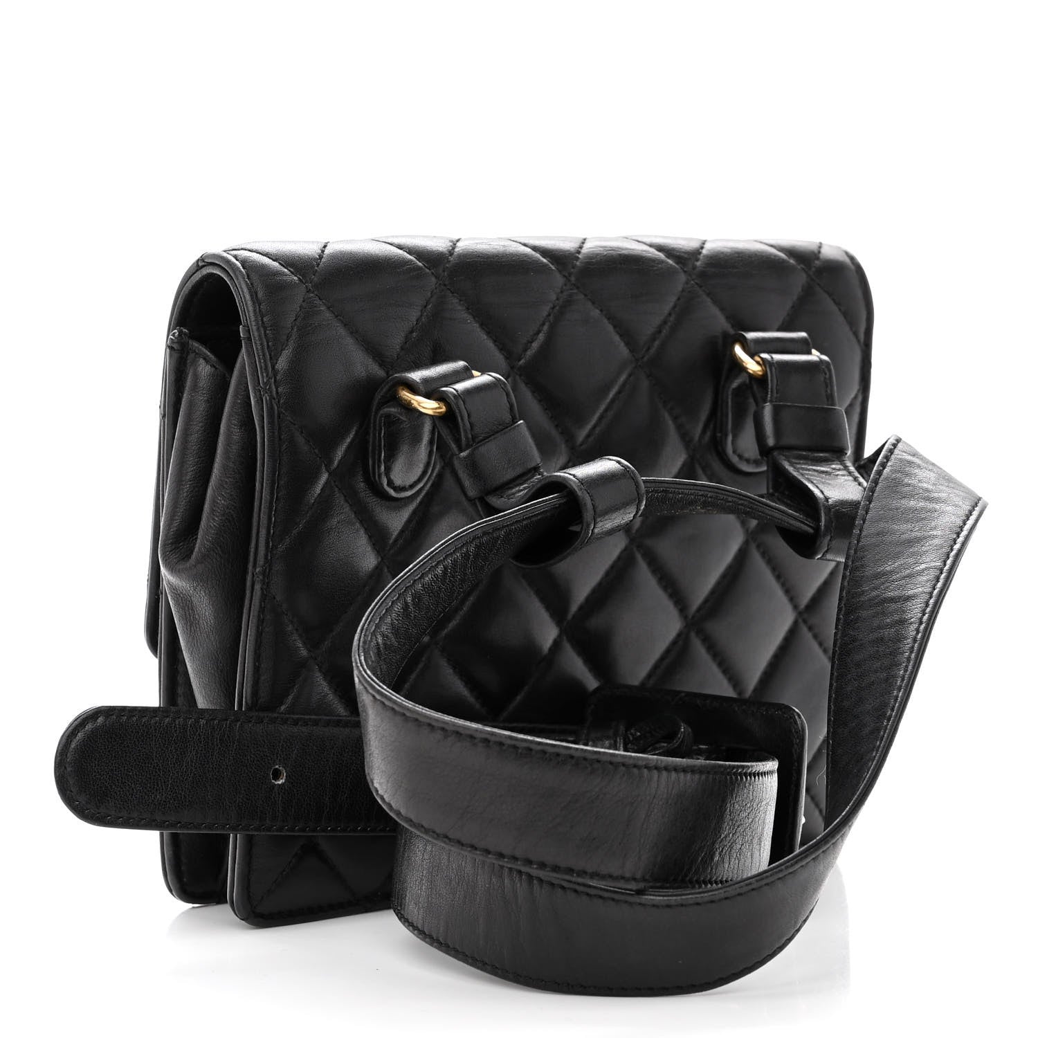 Chanel Lambskin Quilted Flap Waist Belt Bag 75 30 Black 3 of 10