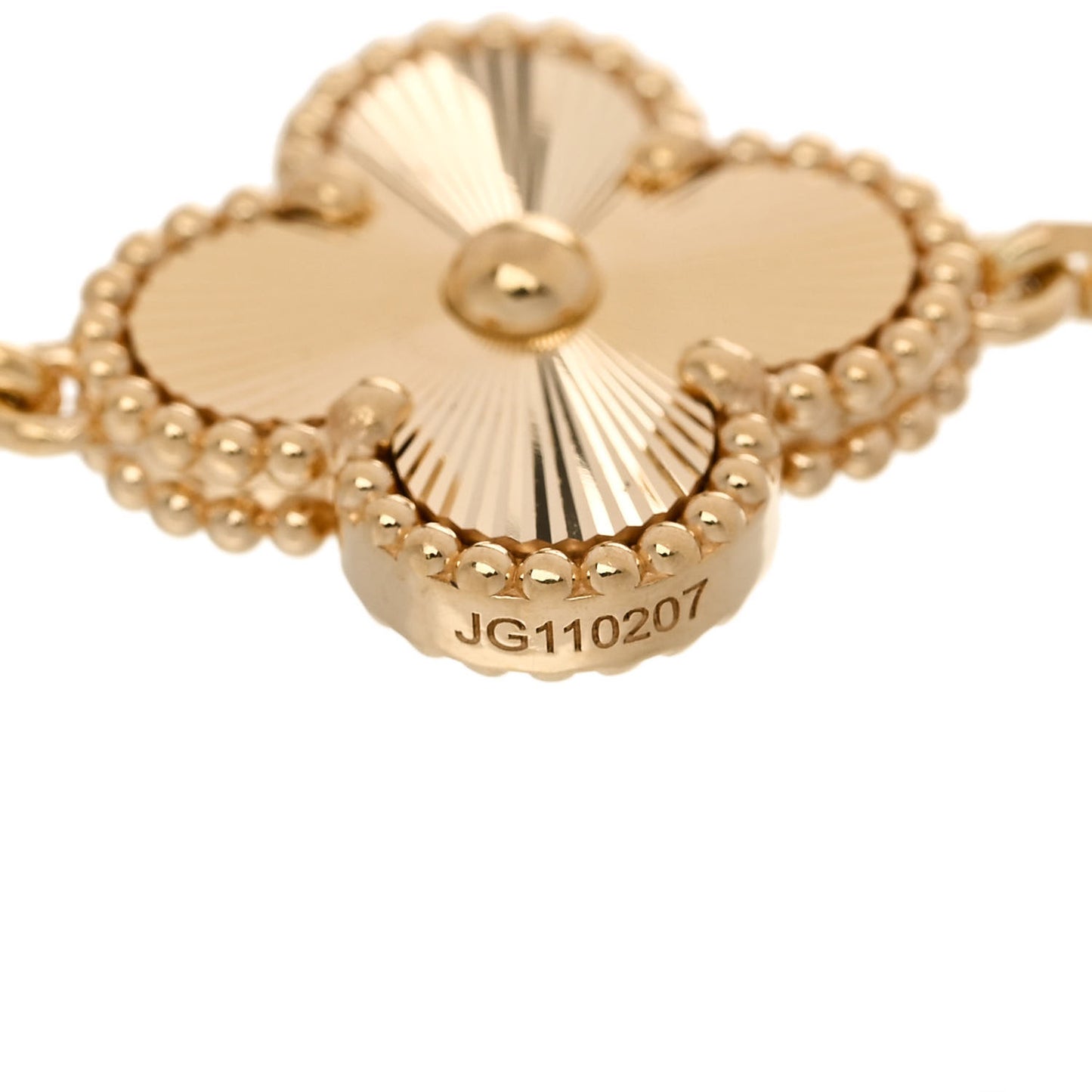 18K Yellow Gold Diamond 5 Motifs Guilloche Vintage Alhambra Bracelet