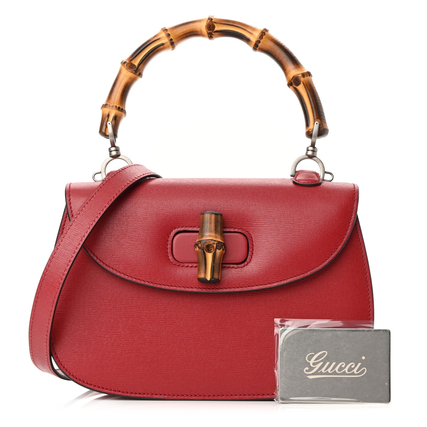 Shangai Calfskin Small Classic Bamboo Top Handle Bag Romantic Cerise