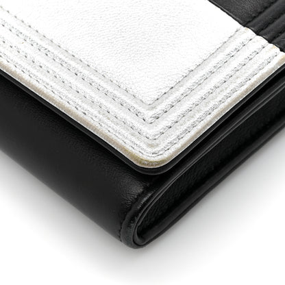 Chanel Metallic Goatskin Boy Wallet On Removable Chain WOC Black Silver 14 of 19