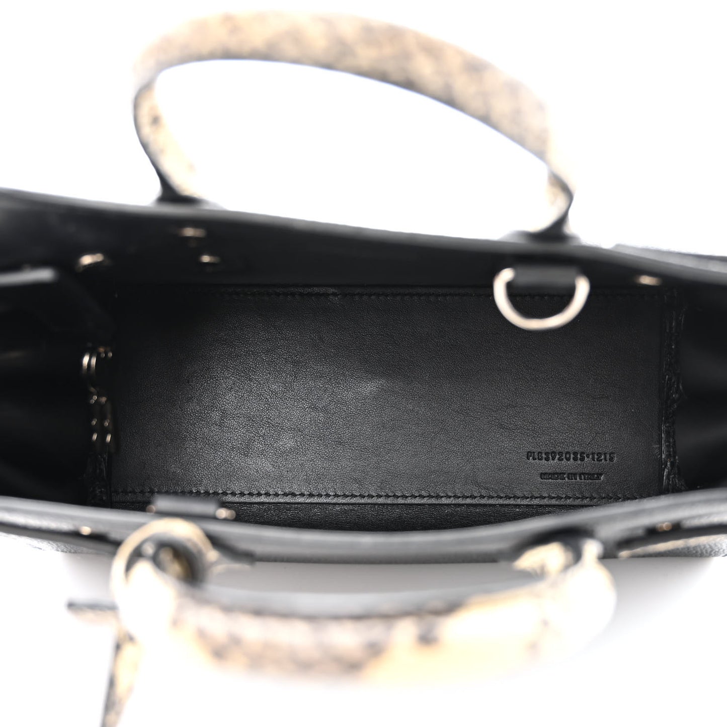 Grained Calfskin Python Embossed Nano Sac De Jour Black