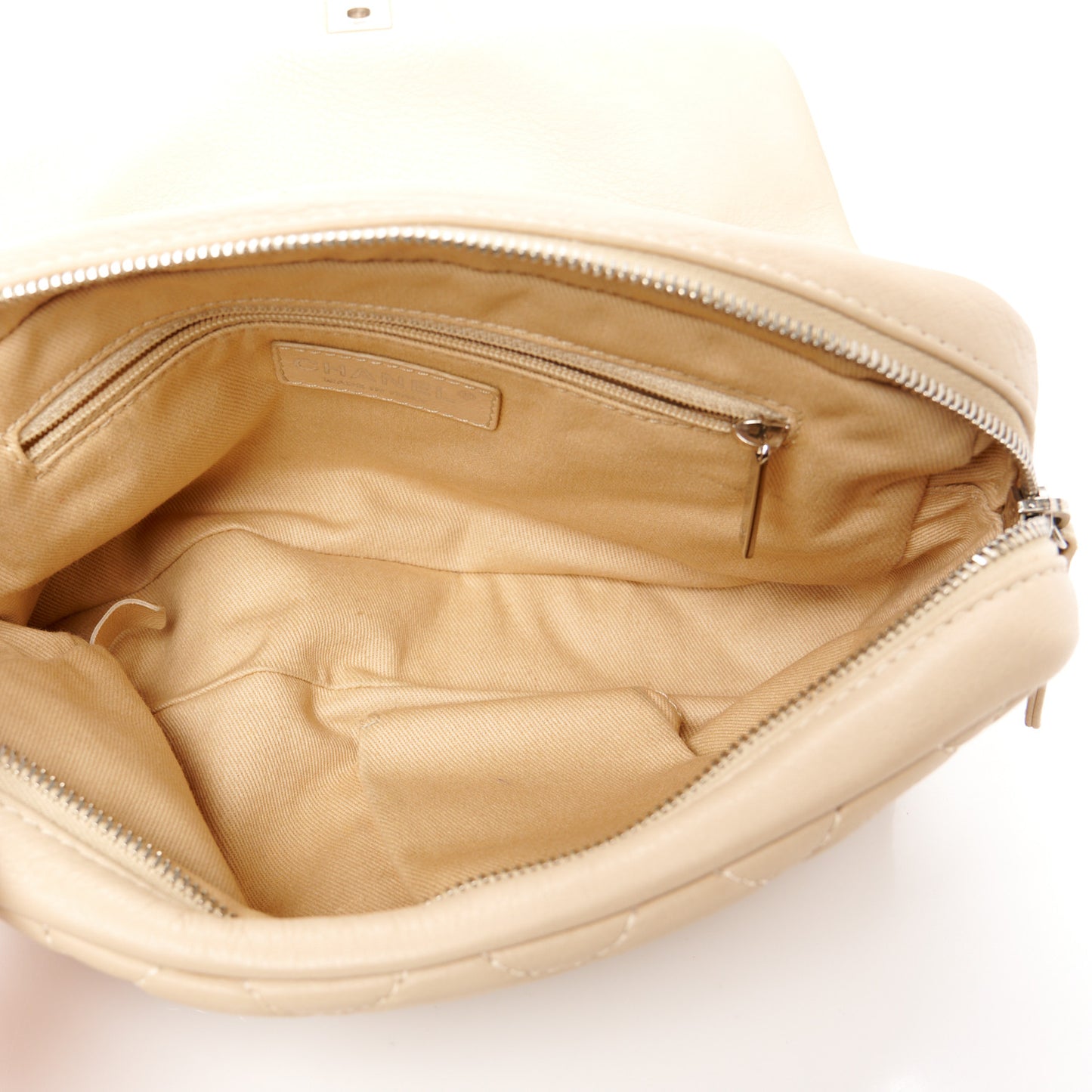 Deerskin Quilted Medium Easy Flap Beige