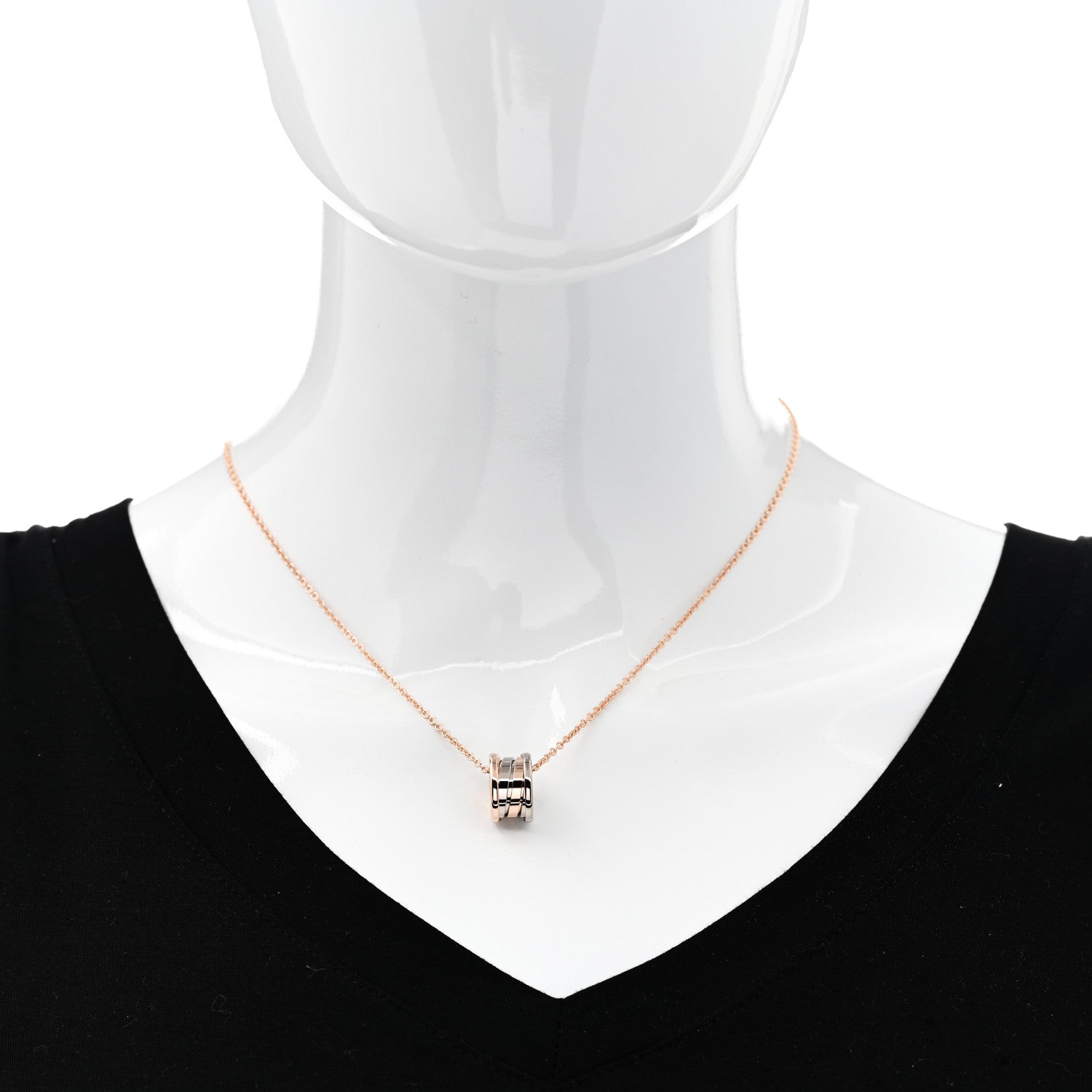 Bulgari 18K Rose White Gold B.Zero1 Pendant Necklace 2 of 6