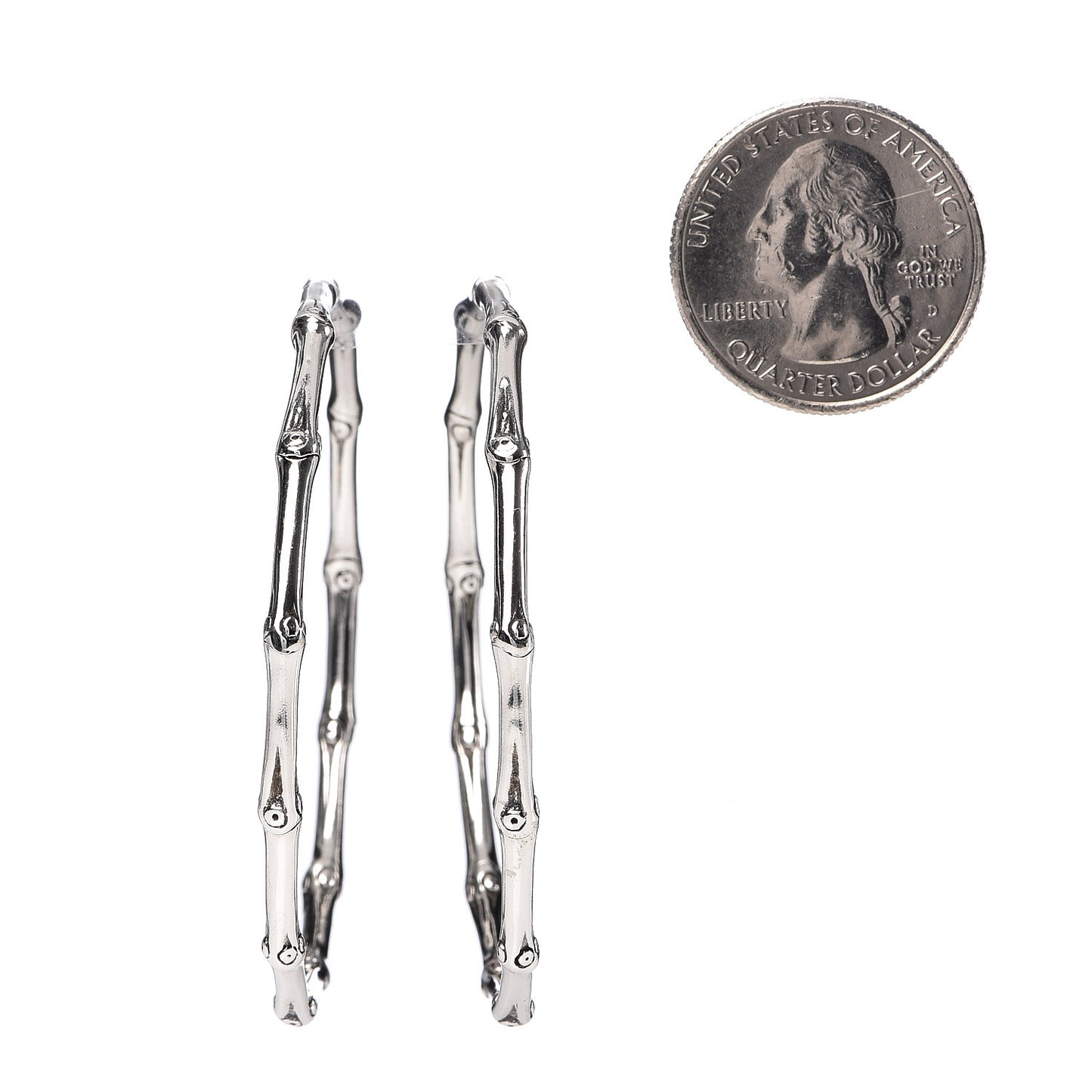 Sterling Silver 57mm Bamboo Hoop Earrings