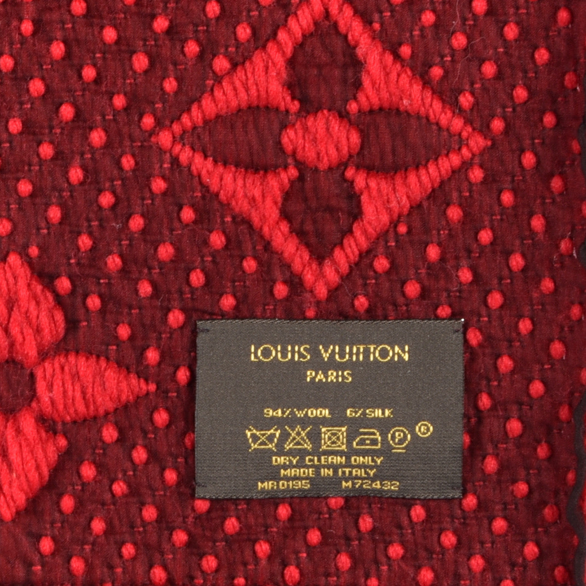 Wool Silk Logomania Scarf Rubis