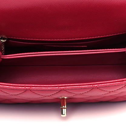 Chanel Caviar Quilted Mini Coco Handle Flap Dark Pink 4 of 9